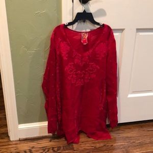 Johnny Was Red blouse size L